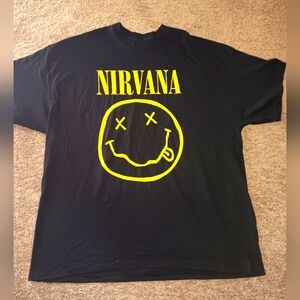 NIRVANA Smiley Face Tour T-shirt Kurt Cobain Rock Men's 2XL Grunge Rock